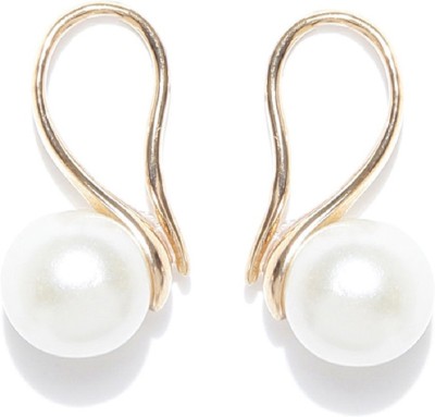 Oomph White Pearl Minimal Fashion Pearl Brass, Metal Stud Earring