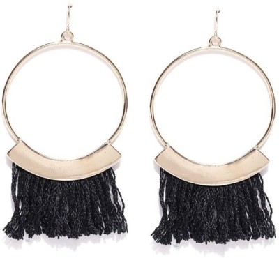 Oomph Black Tassel Ring Fashion Beads, Crystal Alloy, Zinc, Metal Tassel Earring