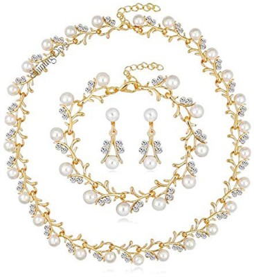 Shining Diva Alloy Gold, White Jewellery Set(Pack of 1)