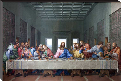 Masstone Lord Jesus Christ with people Christian Religious Self Adhesive MDF Painting Digital Reprint 18 inch x 12 inch Painting(With Frame)