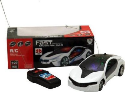 kdsn 3D LED Light Fast Modern Car with Remote Control(white) (White)(Multicolor)