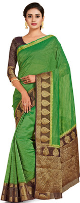 MIMOSA Woven Kanjivaram Art Silk Saree(Green)