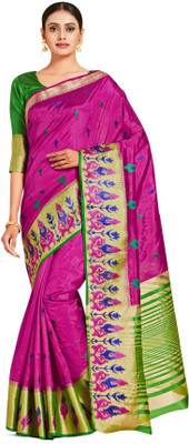 MIMOSA Embroidered Kanjivaram Art Silk Saree(Pink)