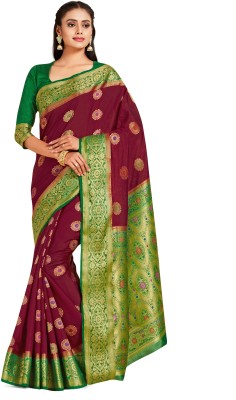 MIMOSA Paisley Dharmavaram Art Silk Saree(Maroon)