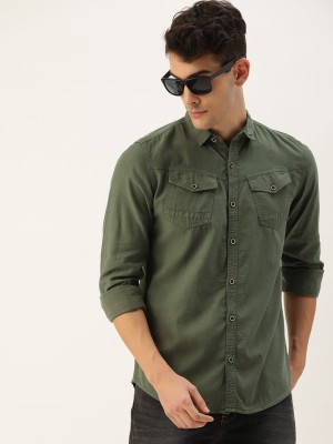 iVOC Men Solid Casual Green Shirt