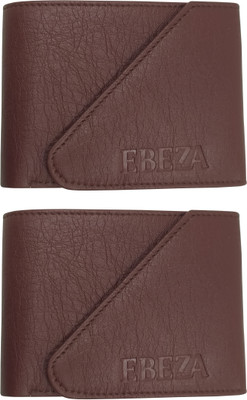 EBEZA Men Casual Brown Artificial Leather Wallet(5 Card Slots, Pack of 2)