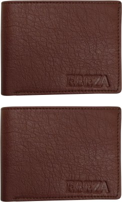 EBEZA Men Casual Brown Artificial Leather Wallet(5 Card Slots, Pack of 2)