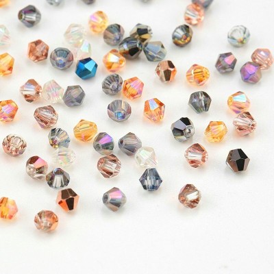 Crafts Haveli jewellery findings accessories 6mm Crystal Bicone Glass Loose Spacer Beads DIY earring bracelet making Jewelry Accessories 120 Pcs Metallic Multi Color