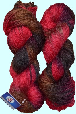 M.G Enterprise Glow Red Black (200 gm) Wool Hank Hand knitting wool / Art Craft soft fingering crochet hook yarn, needle knitting yarn thread dyed.