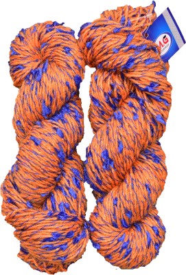 M.G Enterprise Veronica Orange Blue (200 gm) Wool Hank Hand knitting wool / Art Craft soft fingering crochet hook yarn, needle knitting yarn thread dyed