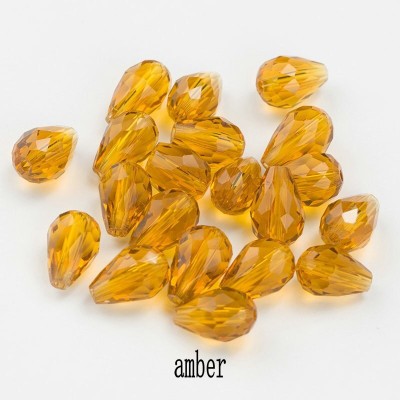 Crafts Haveli jewellery findings accessories Crystal Tear Drop Shape Glass Beads Loose Spacer 8X10MM - Yellow