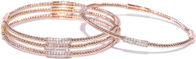 Priyaasi Brass Cubic Zirconia Gold-plated Bangle Set(Pack of 4)