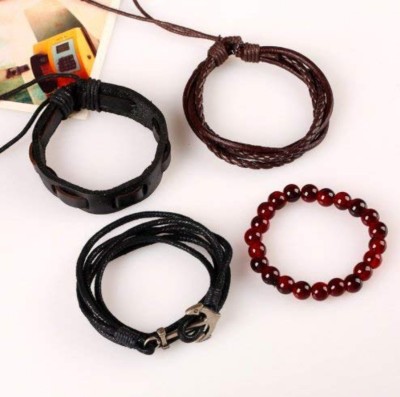 Jewelgenics Leather Bracelet(Pack of 4)