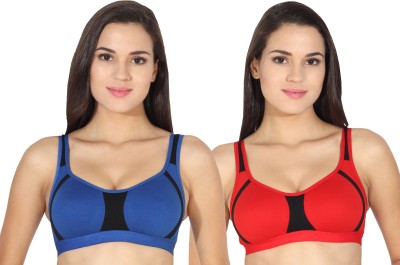 TEENY BOPPER Women Sports Non Padded Bra(Red, Blue)