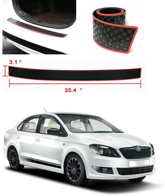 PECUNIA Plastic Car Bumper Guard(Black, Red, Pack of 1, Skoda, Rapid)