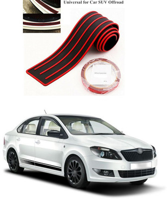 PECUNIA Plastic Car Bumper Guard(Black, Red, Pack of 1, Skoda, Rapid)