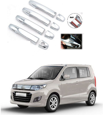 PECUNIA Set of 4 Front Rear Left Driver and Right Passenger Side ABS Plastic Chrome Outer Exterior Door Handle Covers A176 Maruti WagonR Car Door Handle(Pack of 4)