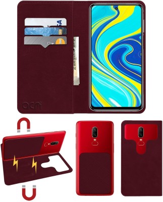 ACM Flip Cover for Xiaomi Redmi Note 9S(Maroon, Cases with Holder, Pack of: 1)