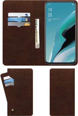 ACM Wallet Case Cover for Oppo Reno2 F(Brown, Cases with Holder, Pack of: 1)