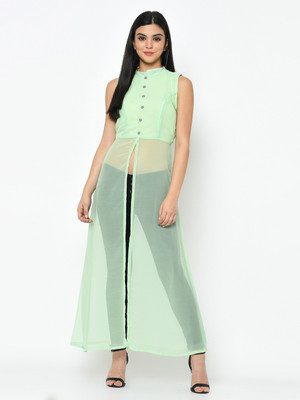 My Swag Women A-line Light Green Maxi/Full Length Dress