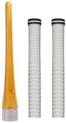 HACKERX Pack of 2 Cricket Bat White Grip + One Wooden Cone (Gripper) Extra Tacky(Pack of 3)