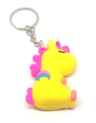 Arkanum ARK1122 Cute Yellow Sleeping Unicorn With Steel Ring Keyring Key Chain