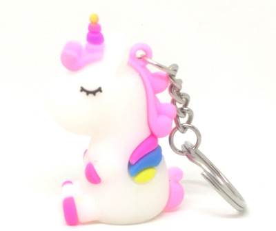 Arkanum ARK1120 Cute White Sleeping Unicorn With Steel Ring Keyring Key Chain