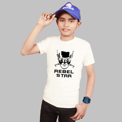 Widersoft Boys & Girls Typography, Printed Cotton Blend Regular T Shirt(White, Pack of 1)
