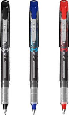 Scrikss 0.5mm Liquid Ink Pen - Chrome Plated Tip & Controlled Ink Flow Adjustment System Roller Ball Pen(Pack of 3, Ink Color - Blue, Black, Red)