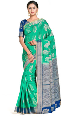 MIMOSA Woven Kanjivaram Art Silk Saree(Green)