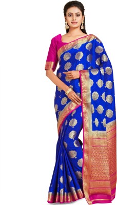 MIMOSA Woven Mysore Crepe Saree(Blue)