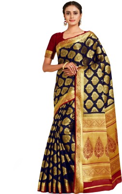 MIMOSA Woven Mysore Crepe Saree(Dark Blue)