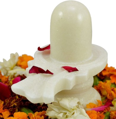 VALUE CRAFTS White Stone Marble Stone Shiva Lingam Shiv Ling Idol (White) Mahashivratri Decorative Showpiece  -  7 cm(Marble, White)