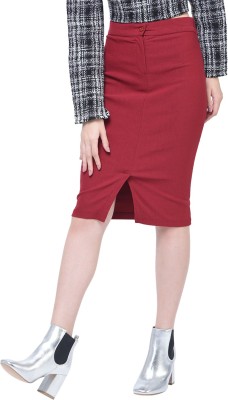 HRIKSHIKA FASHION Solid Women Pencil Maroon Skirt