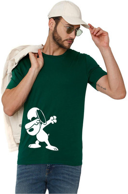 Workshop Market Graphic Print Men Round Neck Green T-Shirt
