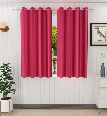 Flipkart SmartBuy 150 cm (5 ft) Window Polyester Curtain (Pack Of 2)(Rani Pink, Plain)