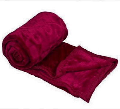 AUBORON Self Design Double Woollen Blanket for  Heavy Winter(Woollen Blend, Maroon)