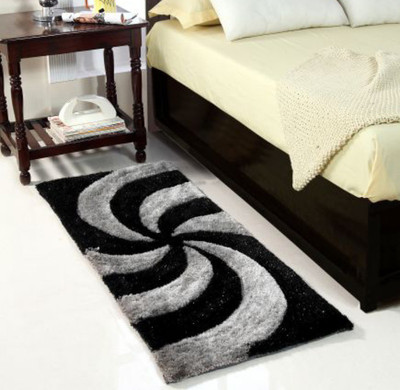 shopgallery Black, Grey Polyester Runner(2 ft,  X 5 ft, Rectangle)