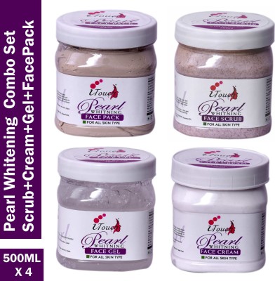 I TOUCH HERBAL Pearl Whitening Scrub, Cream,Pack,Gel 500 ml x 4(4 Items in the set)