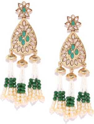 Priyaasi Gold-Toned Sparkling Stone Hanging Beads Contemporary Brass Drops & Danglers