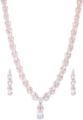 Priyaasi Brass Gold-plated White Jewellery Set(Pack of 1)