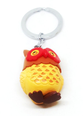 Arkanum ARK 1126 Owl Bird Big Eyes Cute Rubber Yellow Keyring Key Chain