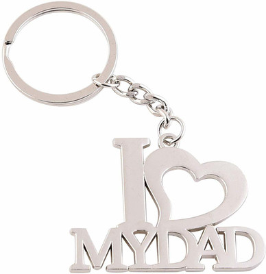 Relicon I Love My DAD | PAPA | Fathers Day Gift (Design-1) Silver Metal Keychain for Car Bike Kids Men Women Keyring Key Chain