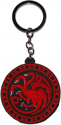 Relicon Two Sided Game of Thrones GOT Targaryen Fire and Blood Three-Headed Dragon (Design-2) Red Black Rubber Keychain Key Chain
