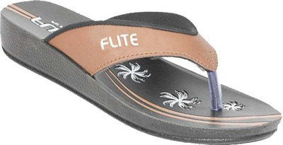 FLITE Women Flip Flops(Brown , 5)