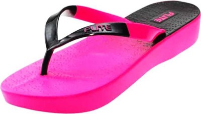 FLITE Women Flip Flops(Pink, Black , 7)