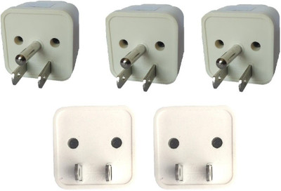 wroughton AX_506 Pack of 5 Universal Traveller Conversion Plug 3 Pin and 2 Pin Socket Worldwide Adapter, Convert UK/US/EU/AU Power Adaptor 10 Amp Three Pin Plug(White)