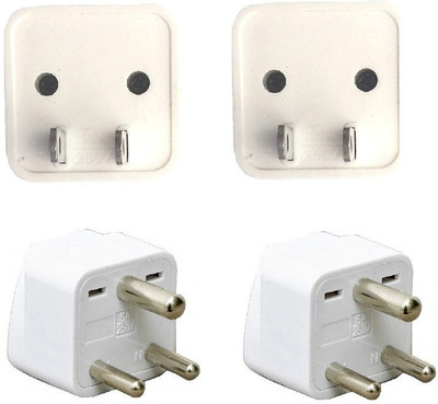 wroughton AX_487 Pack of 4 Universal Traveller Conversion Plug 3 Pin and 2 Pin Socket Worldwide Adapter, Convert UK/US/EU/AU Power Adaptor 6-10 Amp Three Pin Plug(White)