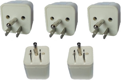 wroughton AX_500 Pack of 5 US Conversion Plug 3 Pin Socket Worldwide Adapter, Convert UK/US/EU/AU and Canada Power Adaptor 10 Amp Three Pin Plug(White)
