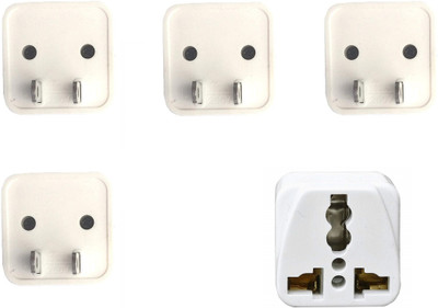 wroughton AX_481 Pack of 4 Universal Traveller Conversion Plug 2 Pin Socket Worldwide Adapter, Convert UK/US/EU/AU Power Adaptor Two Pin Plug(White)
